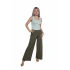 Kadın Kalın Askılı Body Bol Paça Pantolon 2`li Takım Su Yeşili