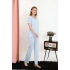 Kadın Kısa Kol Pamuk Penye Pijama Takım Mavi