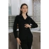 Kadın Pamuk Penye Önden Düğmeli Uzun Kol Pijama Takım Siyah