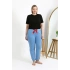 Kadın Pamuklu Büyük Beden Alt Pijama Mavi