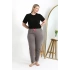 Kadın Pamuklu Büyük Beden Alt Pijama Vizon