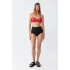 Kadın Straplez Kırmızı Yüksek Bel Bikini Takımı