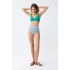 Kadın Yeşil Pedli Geometrik Desenli Yüksek Bel Bikini Takımı