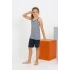 Kız Çocuk İp Askılı Şortlu Penye Lacivert Pijama Takım