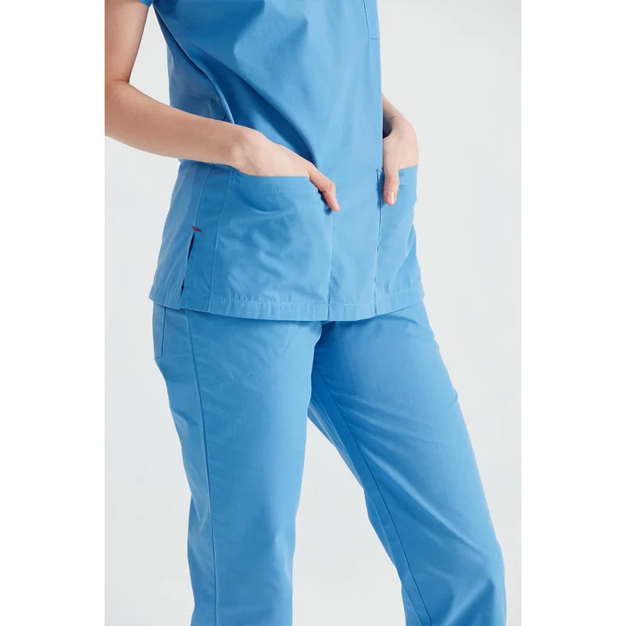 Parlament Mavi Tek Alt Terikoton Ince Kumaş Renkli Dr Greys Kesim Forma