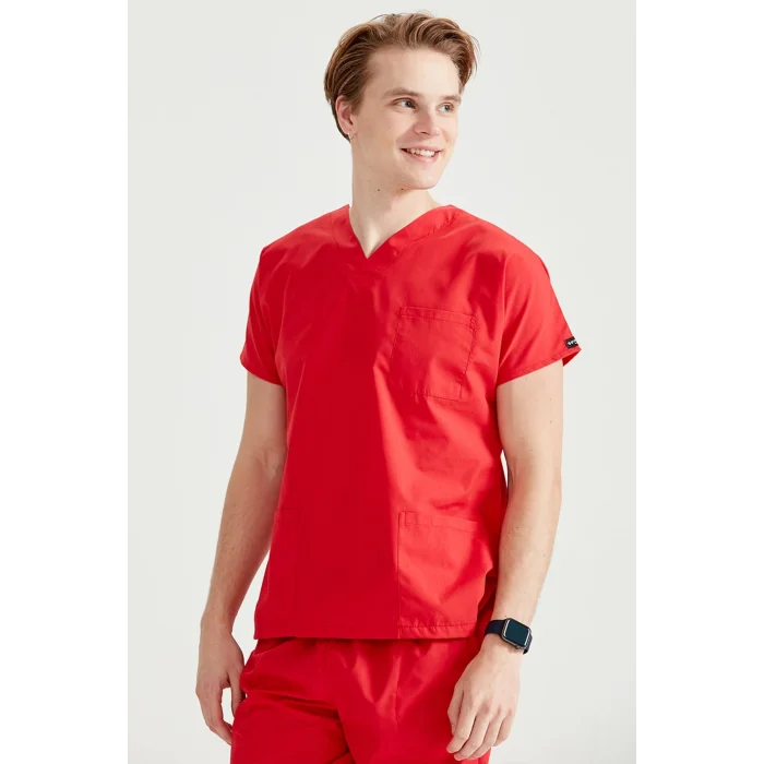 Kırmızı Takım Terikoton Ince Kumaş Dr Greys Kesim Forma