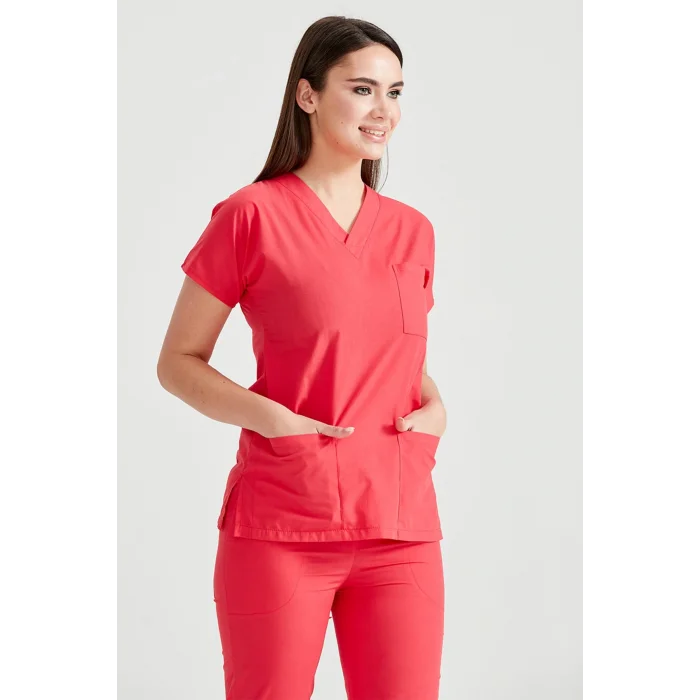 Nar Çiçeği Tek Üst Terikoton Ince Kumaş Dr Greys Kesim Forma