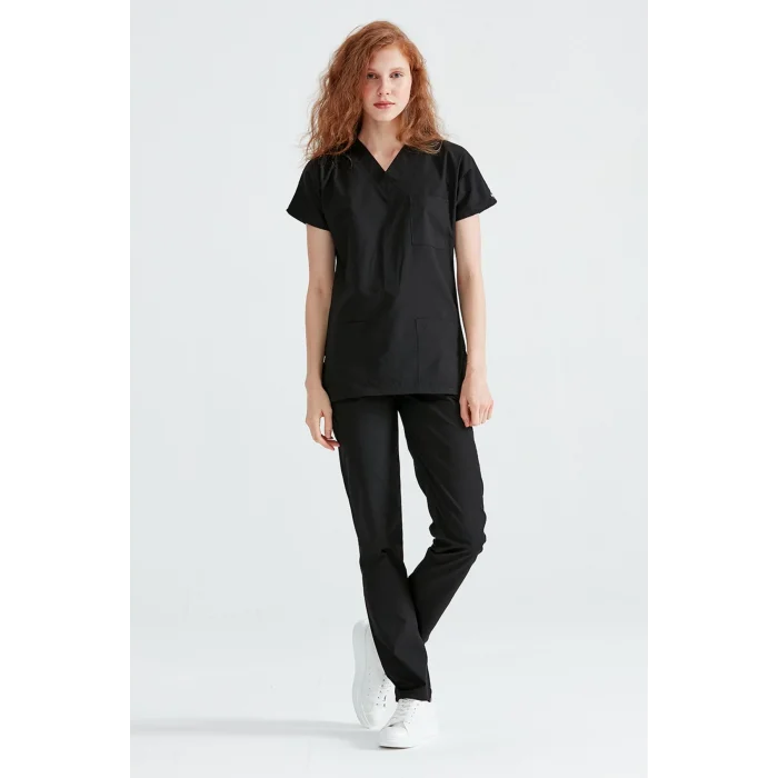 Black Team Terry Cotton Thin Fabric Dr. Greys Fit Uniform