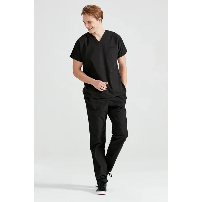 Black Team Terry Cotton Thin Fabric Dr. Greys Fit Uniform