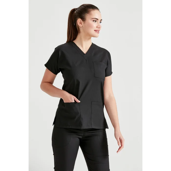 Black Team Terry Cotton Thin Fabric Dr. Greys Fit Uniform
