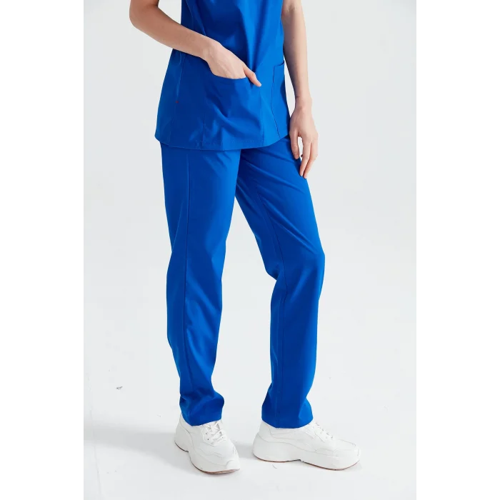 Terikoton İnce Kumaş Tek Alt Dr. Greys Kesim Saks Mavi