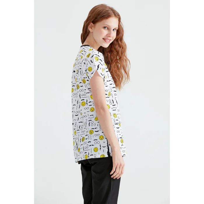 Emoji Desenli Takım Terikoton Ince Kumaş Dr Greys Kesim Forma