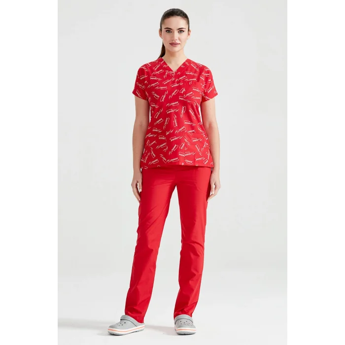 Kırmızı Atatürk Imza Desenli Takım Terikoton Ince Kumaş Kesim Forma