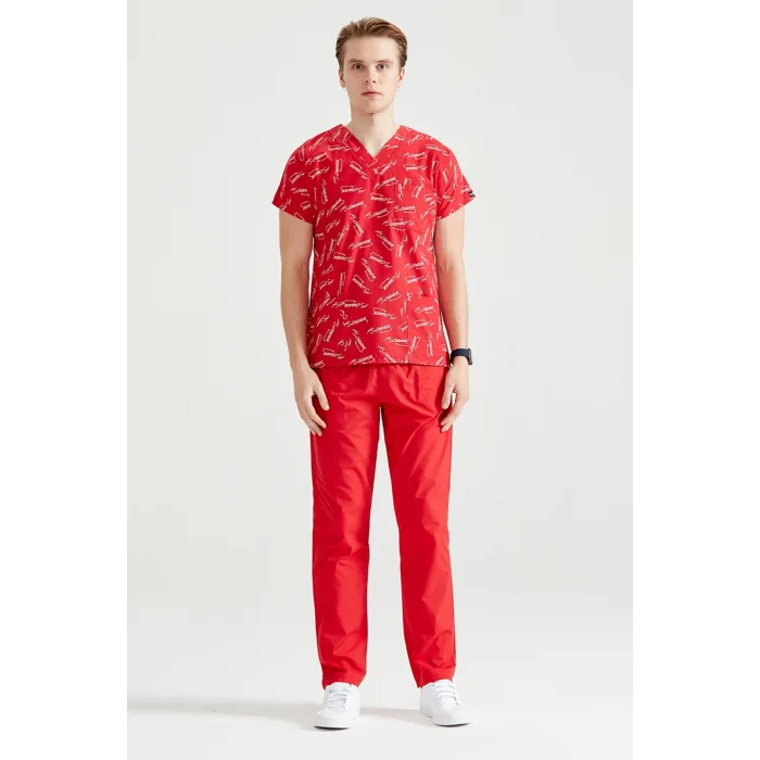 Kırmızı Atatürk Imza Desenli Takım Terikoton Ince Kumaş Kesim Forma