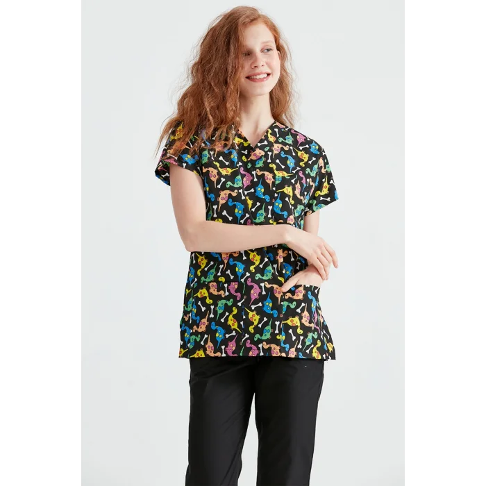 Dinazor Desenli Takım Terikoton Ince Kumaş Dr Greys Kesim Forma