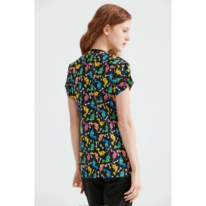 Dinazor Desenli Takım Terikoton Ince Kumaş Dr Greys Kesim Forma