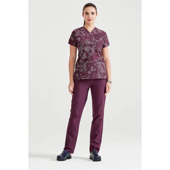 Unisex Purple Camouflage Patterned Set made of Terikoton Thin Fabric Dr Greys Cut Form