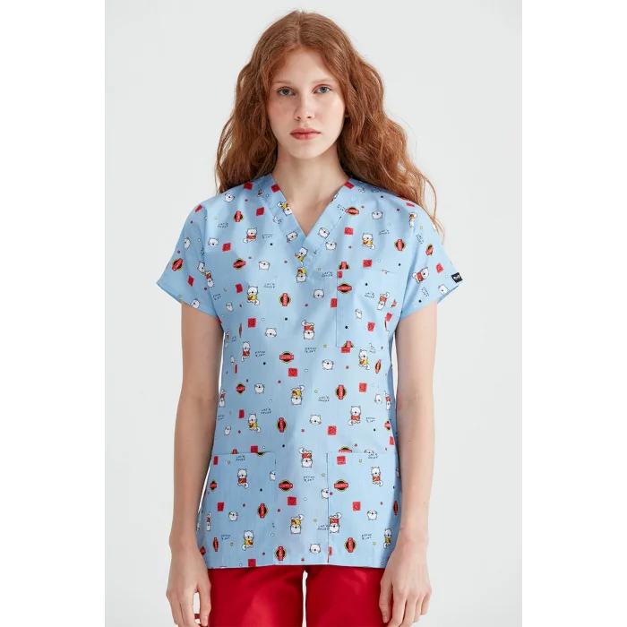 Small Cat Patterned Set Terikoton Thin Fabric Dr. Greys Surgical Scrubs