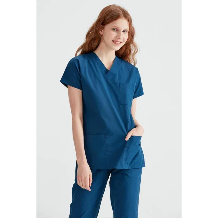 İndigo Mavi Renk Tek Üst Likra Kumaş Dr Greys Kesim