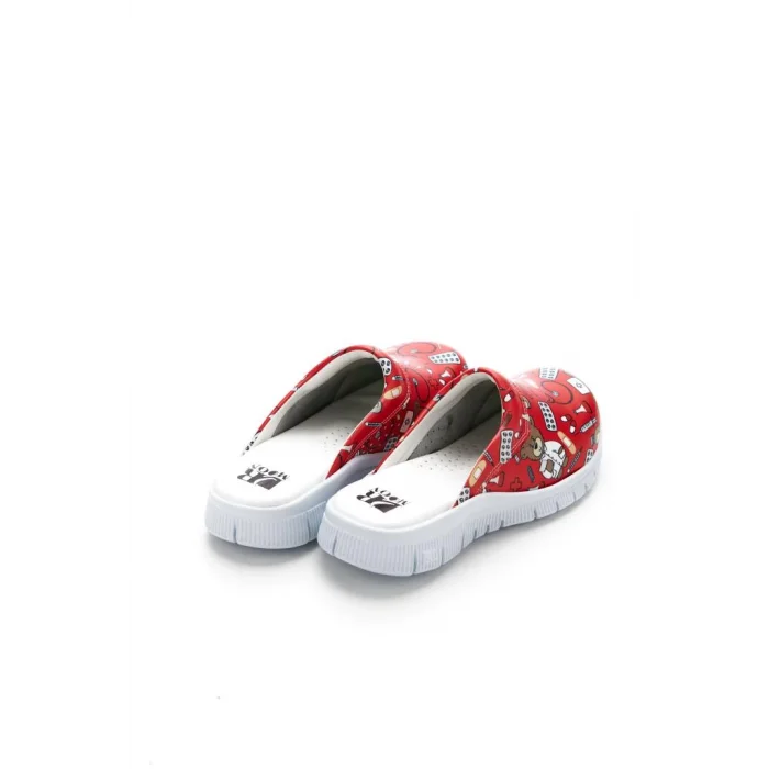 Red Teddy Bear Patterned Orthopedic Clog Slipper