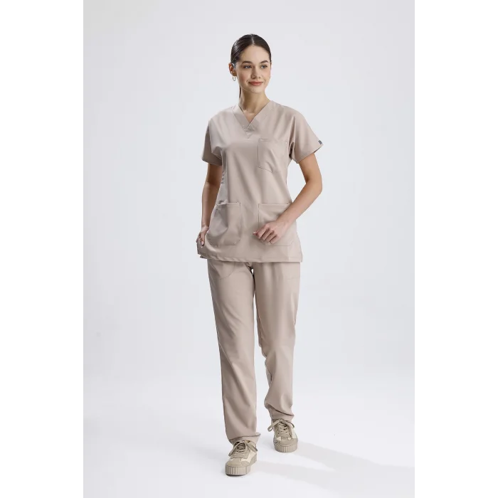 Bej Renk Dosaline Cerrahi Üniforma Takımı