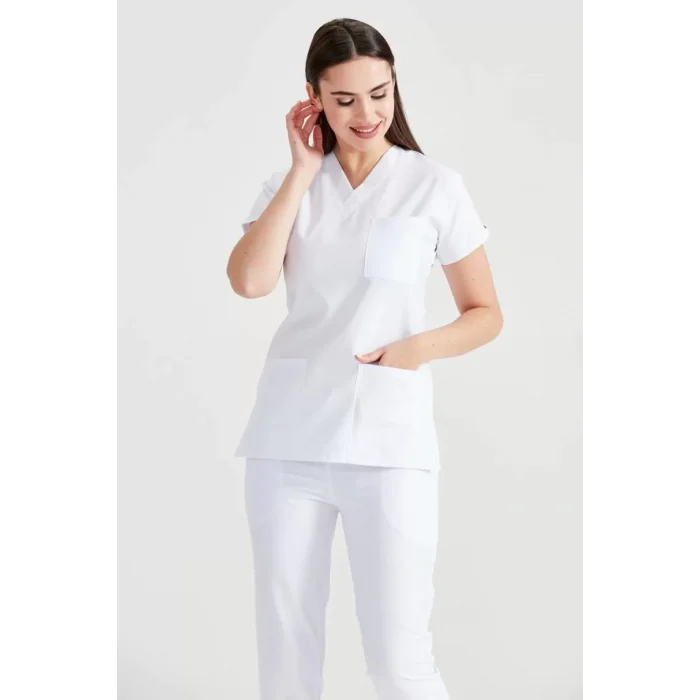 Beyaz Renk Tek Üst Forma Alpaka Kumaş Dr Greys Kesim