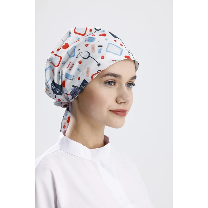 Beyaz Stetoskop Desenli Cerrahi Bone