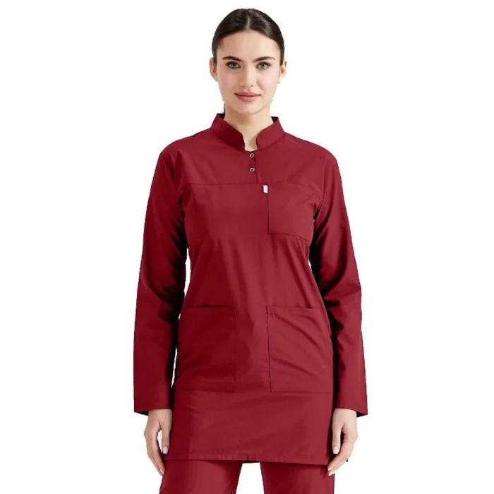 Bordo Cerrahi Tesettür Takım Likra Kumaş Hakim Yaka Forma