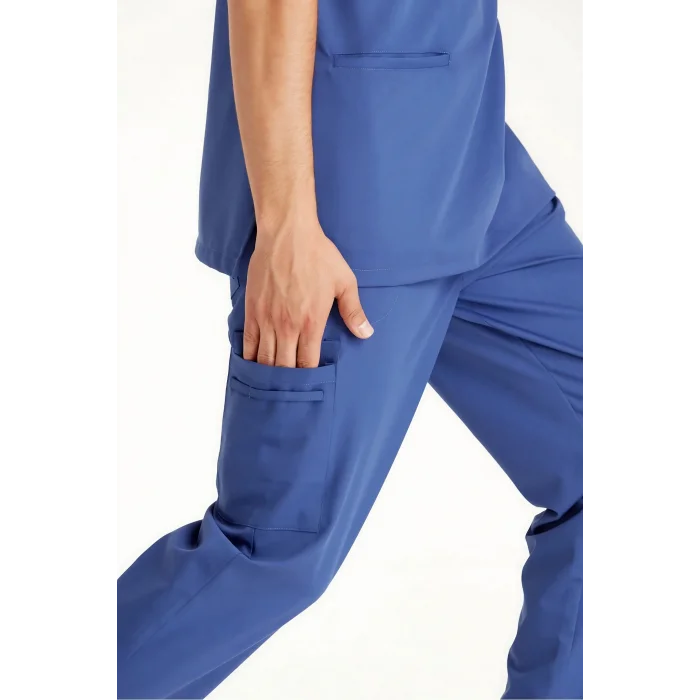 Gece Mavi Renkli Cerrahi Takım Liza Likralı V Yaka Forma