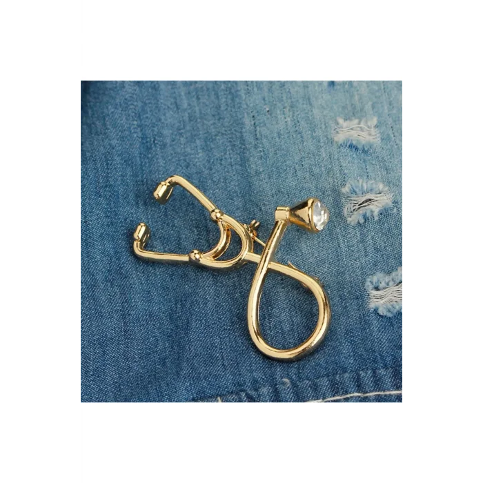Gold Steteskop Doktor Aksesuar Broş