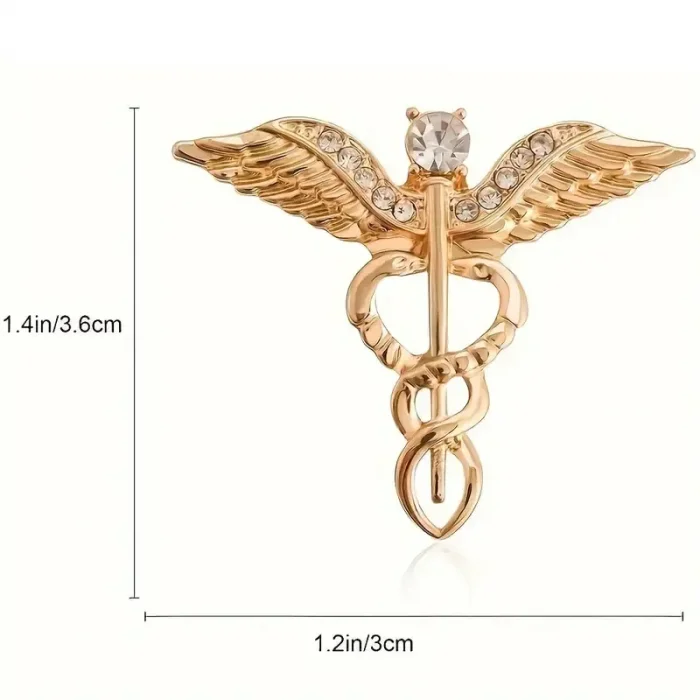 Gold Tıp Sembolü Doktor Aksesuar Broş (Asklepios Asası)