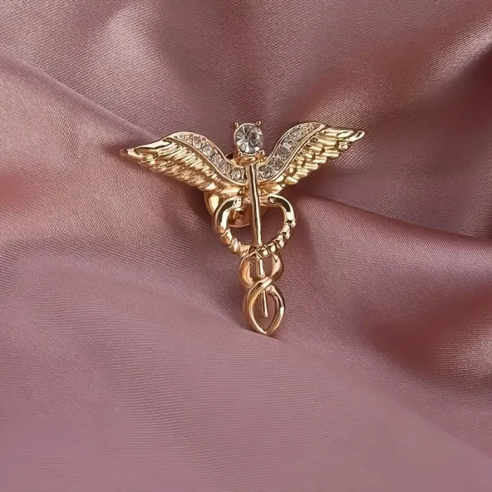 Gold Tıp Sembolü Doktor Aksesuar Broş (Asklepios Asası)