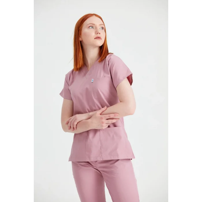 Gül Kurusu Renk Tek Üst Likra Kumaş Dr Greys Kesim