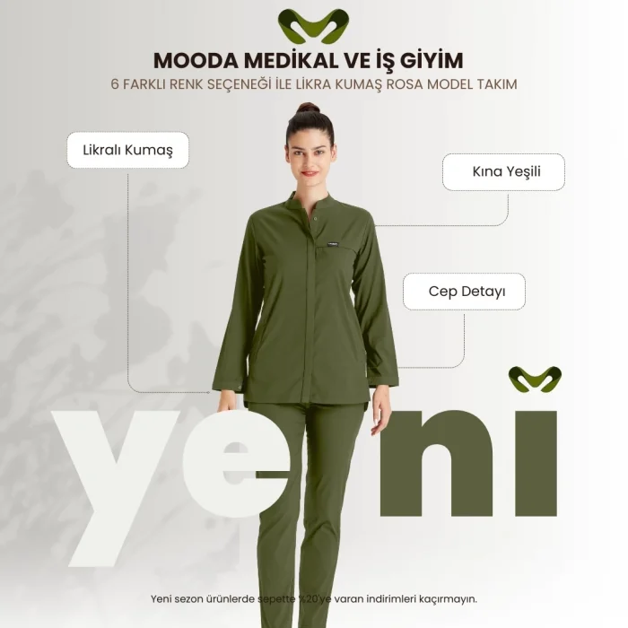 Kına Yeşili Renk Rosa Model Likralı Kumaş Tek Renk Takım Forma