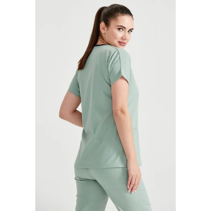 Küf Yeşili Tek Renkli Likralı Kumaş Cerrahi Takım V Yaka Forma