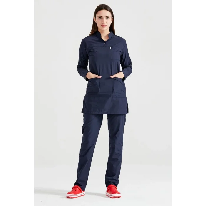 Lacivet Cerrahi Tesettür Takım Terikoton İnce Kumaş Hakim Yaka Forma