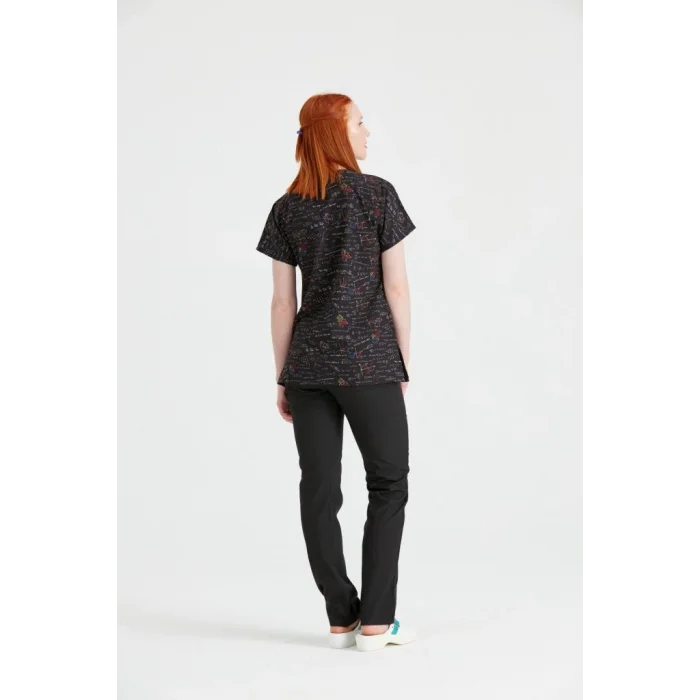 Cerrahi Forma Takım Likralı Kumaş Matematik Desenli V Yaka