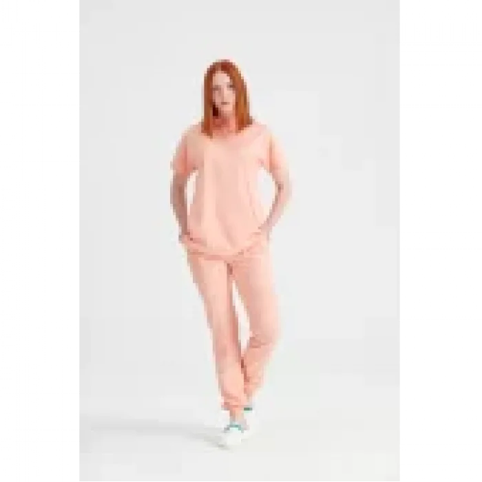 Somon Tek Renkli Büyük Beden Likralı Kumaş Cerrahi Takım V Yaka Forma