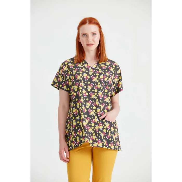 Su Aygırı Desenli Likralı Kumaş Cerrahi Takım Forma