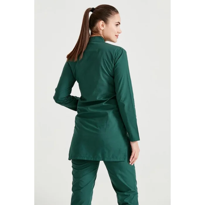 Yeşil Cerrahi Tesettür Takım Terikoton İnce Kumaş Hakim Yaka Forma