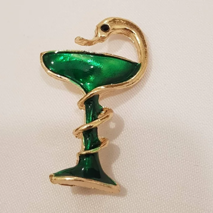 Yeşil Mineli Eczacılık Amblemi Broş