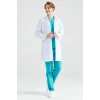 Mens White Long Sleeve Mandarin Collar Long Length Visiting Apron