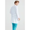 Mens White Long Sleeve Mandarin Collar Long Length Visiting Apron