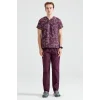 Unisex Purple Camouflage Patterned Set made of Terikoton Thin Fabric Dr Greys Cut Form