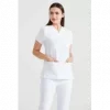 Beyaz Tek Renkli Büyük Beden Likralı Kumaş Cerrahi Takım V Yaka Forma