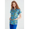 Monster Patterned Surgical Set Terikotton Thin Fabric V-neck Uniform
