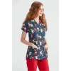 Patterned Nurse Uniform Double Owl Pattern Lycra Top Dr. Greys Cut