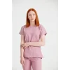 Pink Dry Monochrome Lycra Surgical Set V Neck Uniform