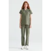 Henna Green Single Color Lycra Fabric Surgical Team V-Neck Uniform