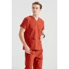 Terracotta Color Lycra Fabric Surgical Set V Neck Form